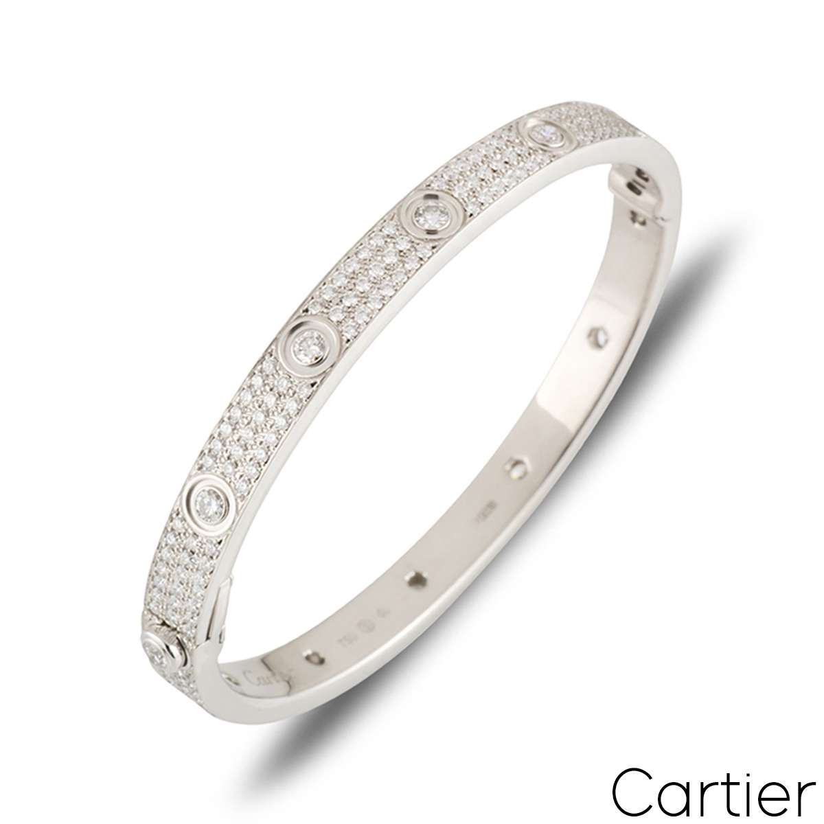 Cartier White Gold Pave Diamond Love Bracelet Size 20 N6033605 Cartier White Gold Pave Diamond Love Bracelet Size 20 N6033605